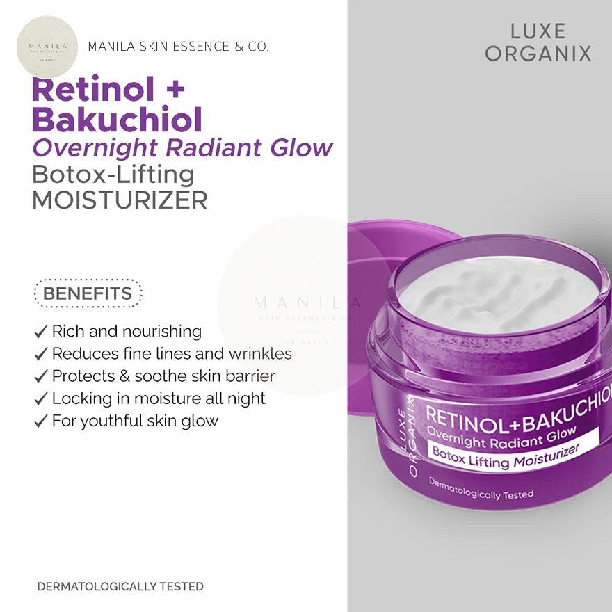 Luxe Organix Retinol + Bakuchiol Overnight Radiant Glow Botox Lifting Moisturizer 50g