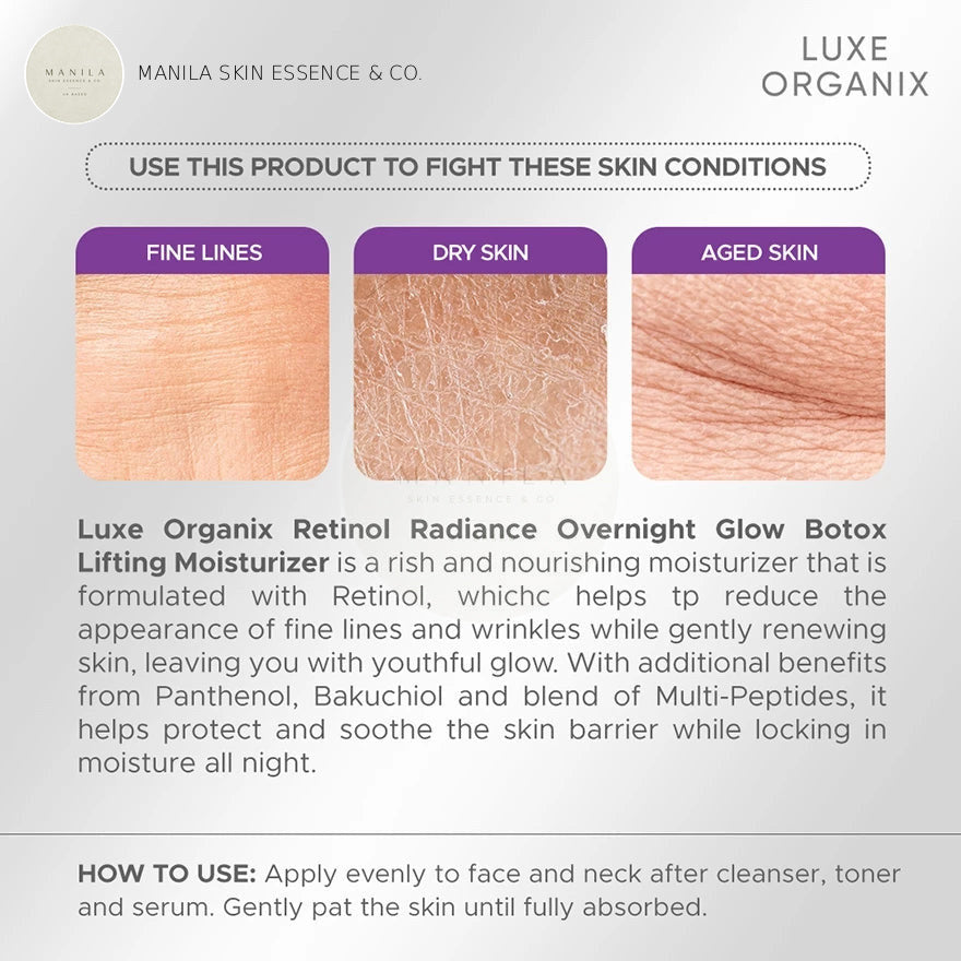 Luxe Organix Retinol + Bakuchiol Overnight Radiant Glow Botox Lifting Moisturizer 50g