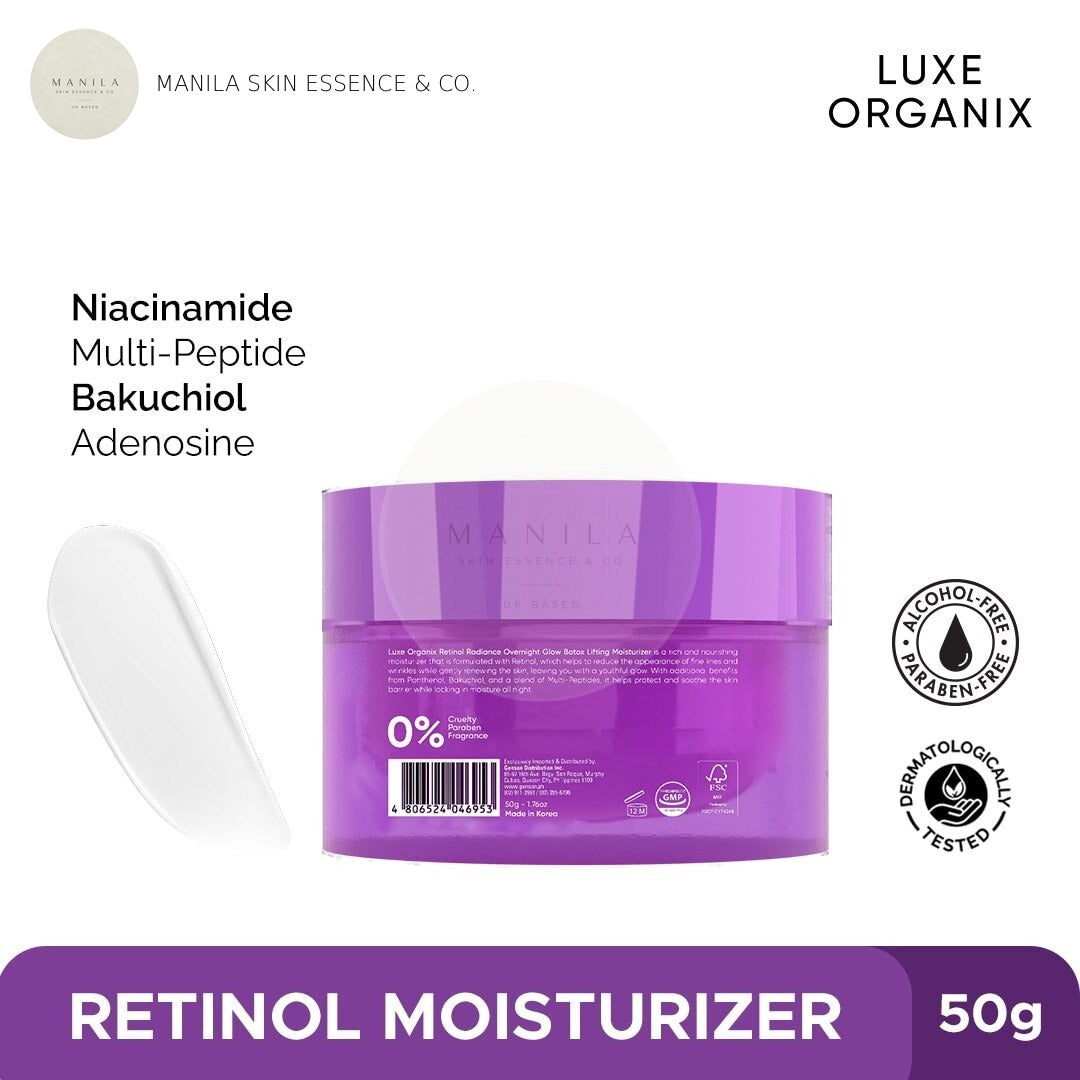 Luxe Organix Retinol + Bakuchiol Overnight Radiant Glow Botox Lifting Moisturizer 50g