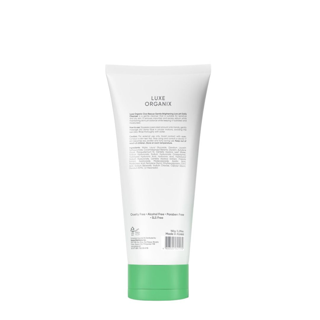 Gentle Brightening Cleanser by Luxe Organix – back label and ingredients