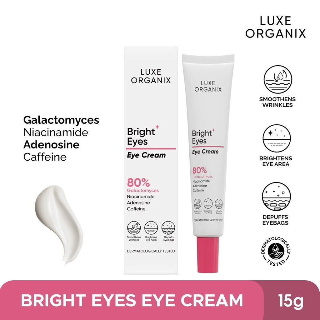 Bright Eyes Eye Cream 80% Galactomyces by Luxe Organix – front of product
