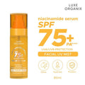 Niacinamide Serum Facial UV Mist SPF75+ PA++++ by Luxe Organix – front of product