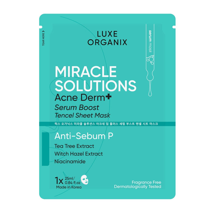 Luxe Organix Miracle Solutions Acne Derm+ Tencel Sheet Mask 25g