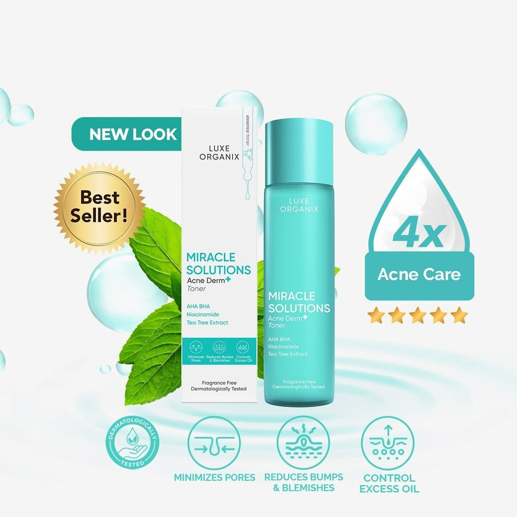 Acne Derm+ Toner by Luxe Organix – back label and ingredients