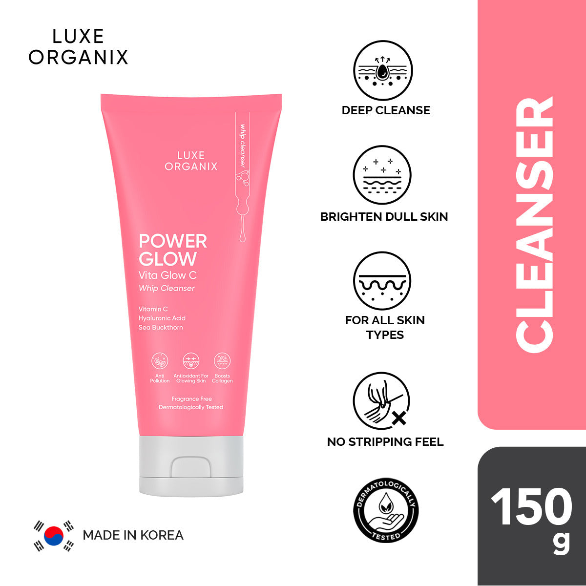 Galactomyces Brightening Vitamin C Whip Cleanser by Luxe Organix – front of product