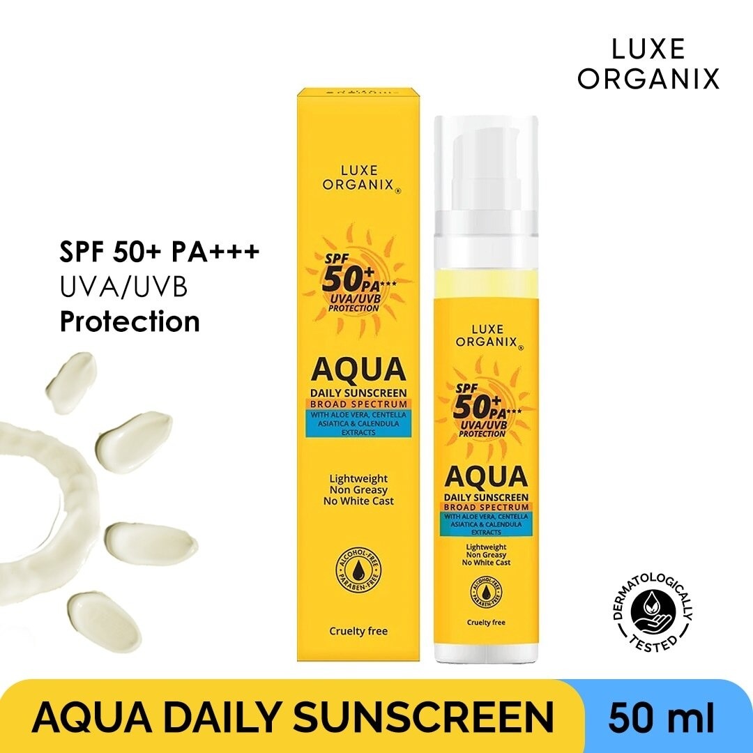 Aqua Daily Sunscreen SPF50+ PA+++ by Luxe Organix – front of product