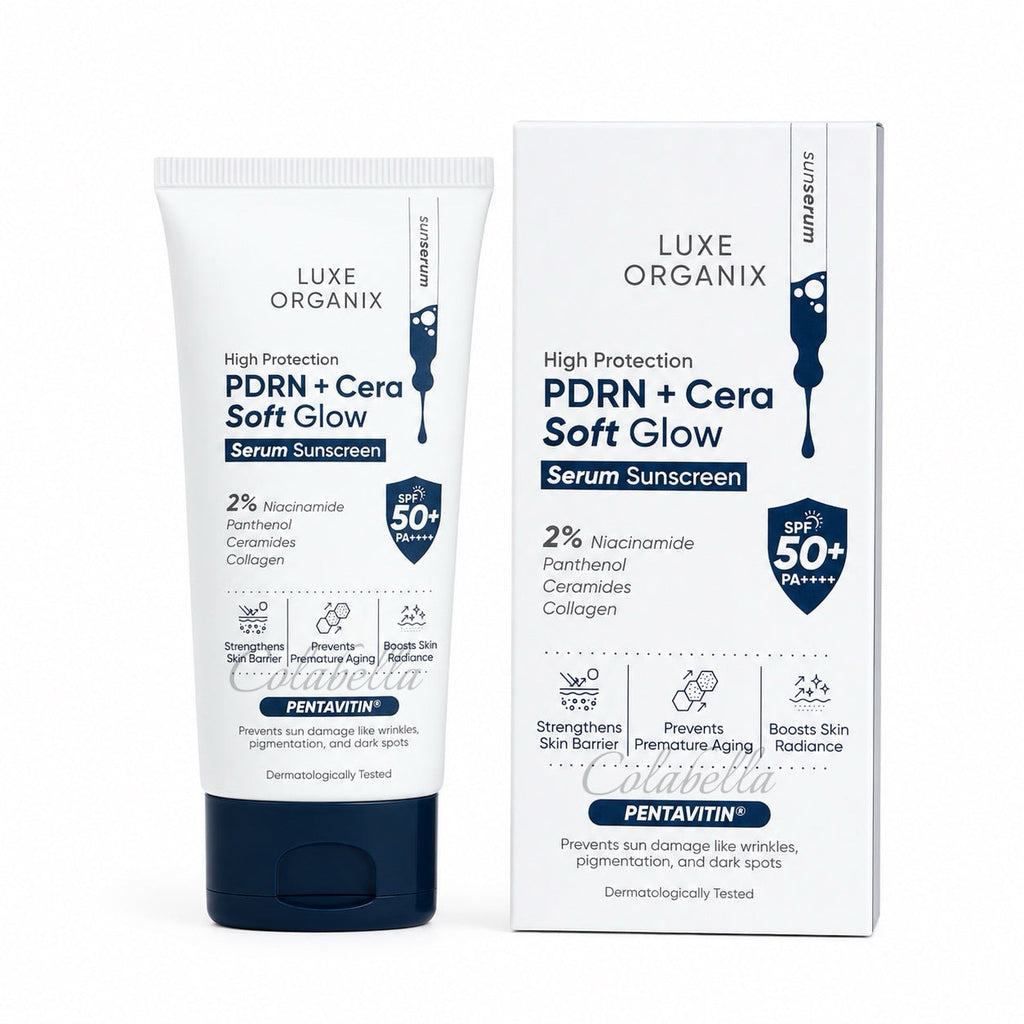 High Protection Aqua PDRN Soft Glow Serum Sunscreen SPF50 by Luxe Organix – front of product