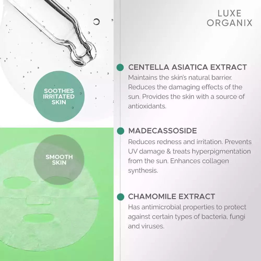 Luxe Organix Cica Brightening Repair Serum Boost Sheet Mask 25ml