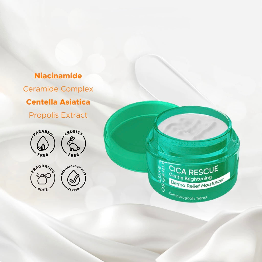 Luxe Organix Cica Rescue Gentle Brightening Derma Relief Moisturizer 50g