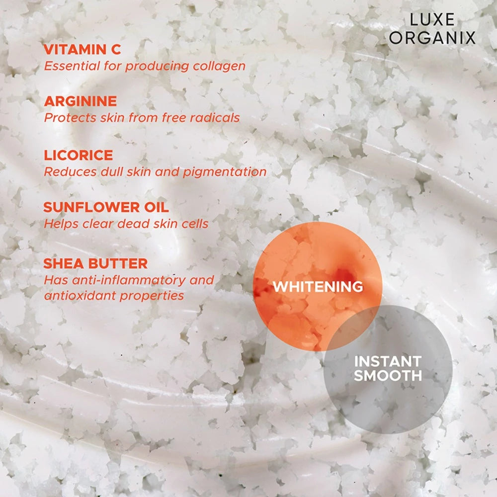 Luxe Organix Niacinamide + Papaya Gluta 3X Intense Whitening Velvet Shower Salt Scrub 320g