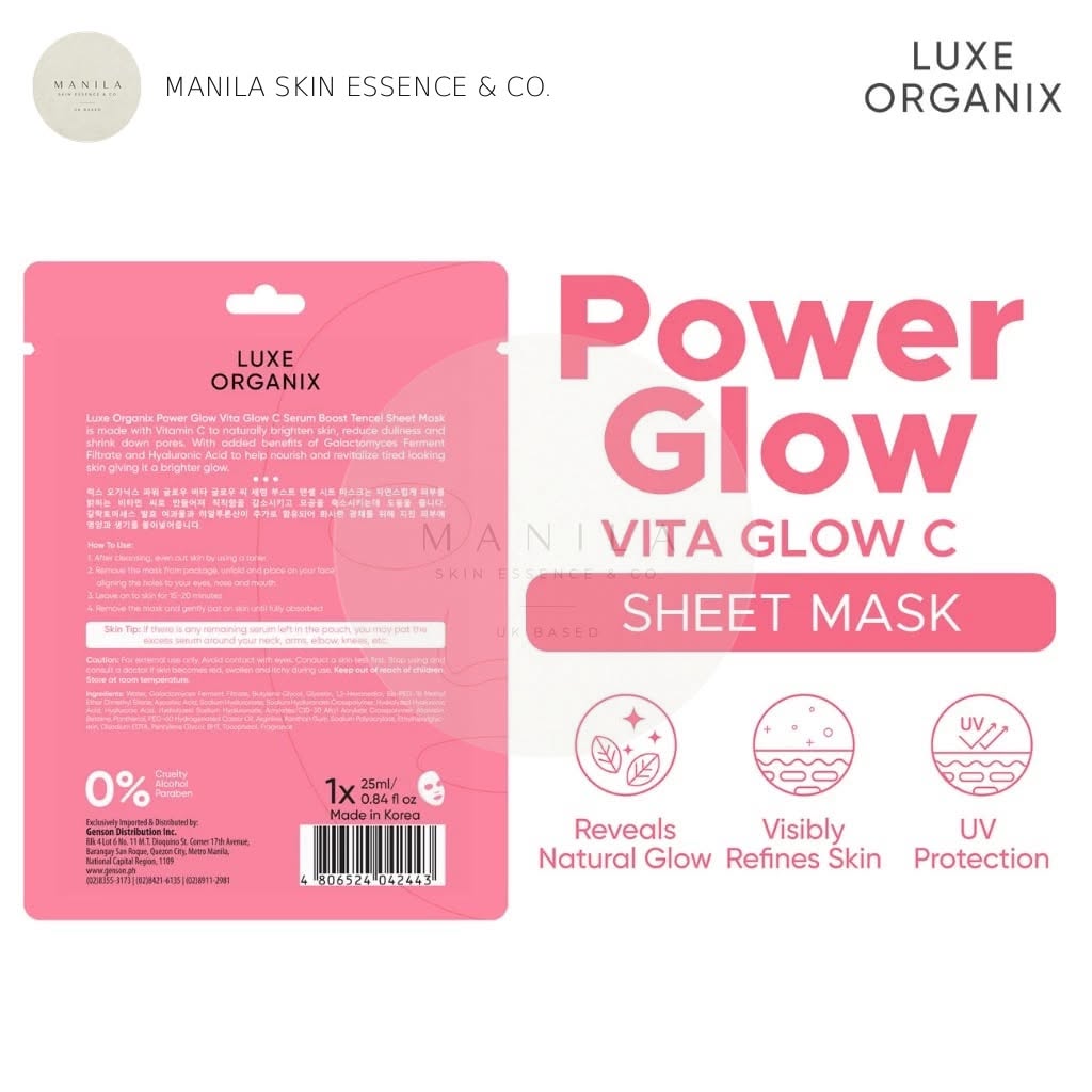 Luxe Organix  Power Glow Serum Boost Sheet Mask 25ml