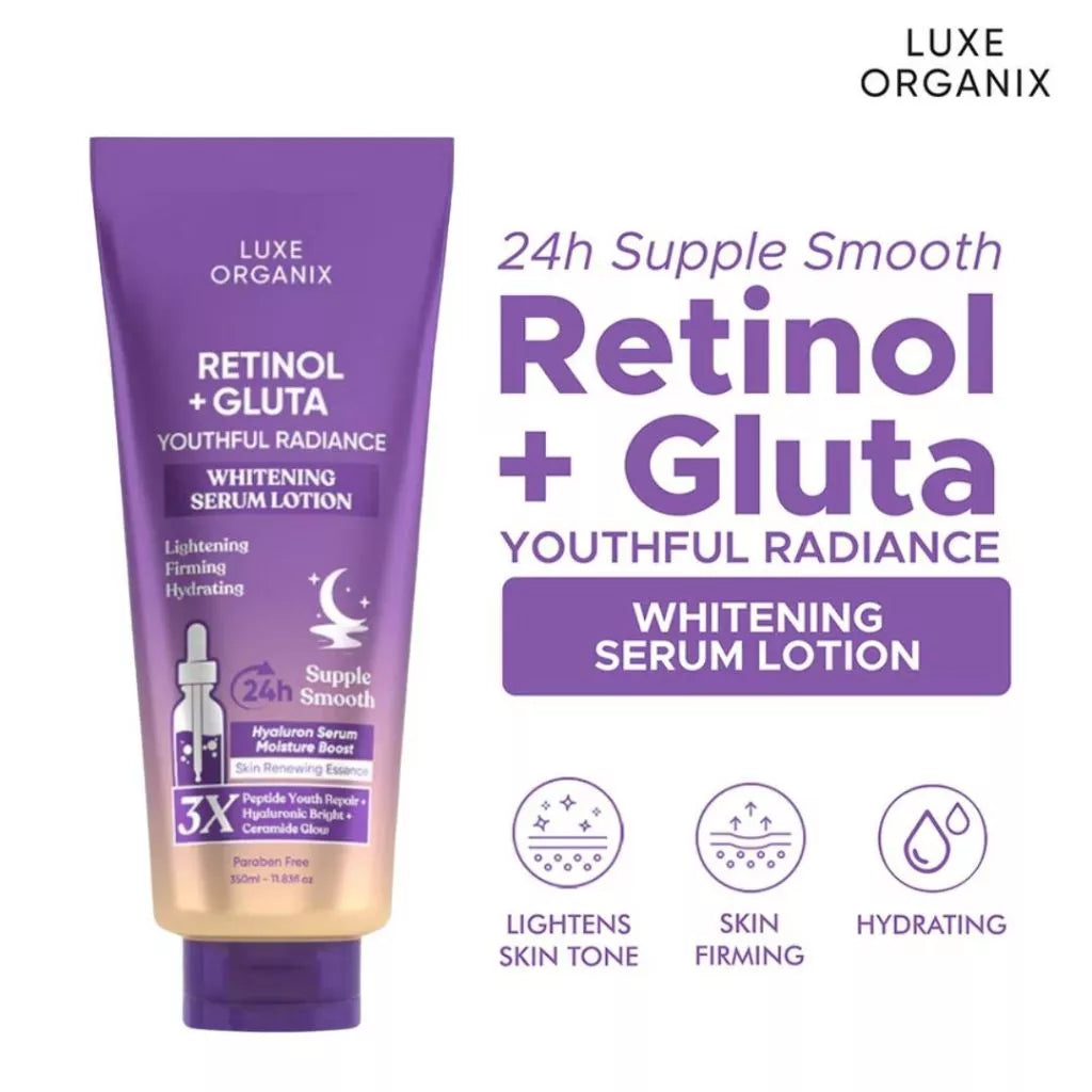 Luxe Organix Retinol + Gluta Youthful Radiance Whitening Serum Lotion 350ml