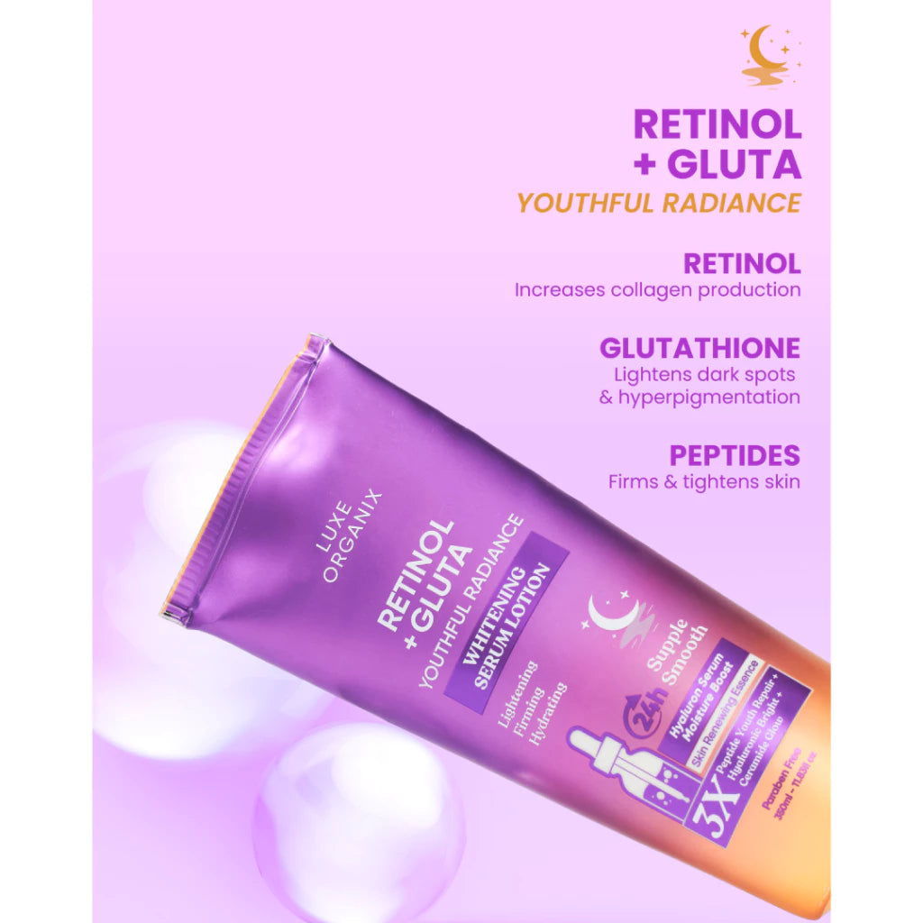 Luxe Organix Retinol + Gluta Youthful Radiance Whitening Serum Lotion 350ml