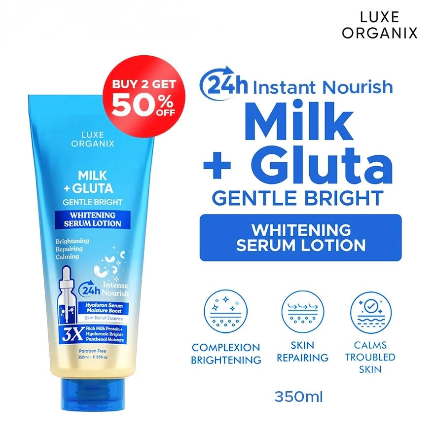 Luxe Organix Milk + Gluta Gentle Bright Whitening Serum Lotion 350ml