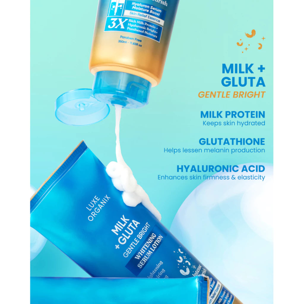 Luxe Organix Milk + Gluta Gentle Bright Whitening Serum Lotion 350ml