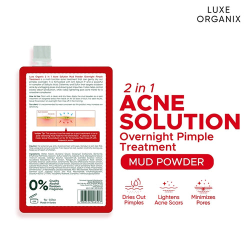 Luxe Organix 2-in-1 Acne Rescue Mud Powder Overnight Pimple Drying