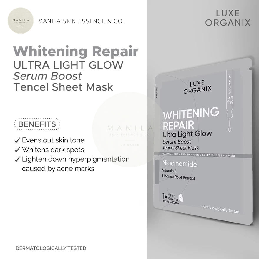 Luxe Organix Whitening Repair Serum Boost Sheet Mask 25ml