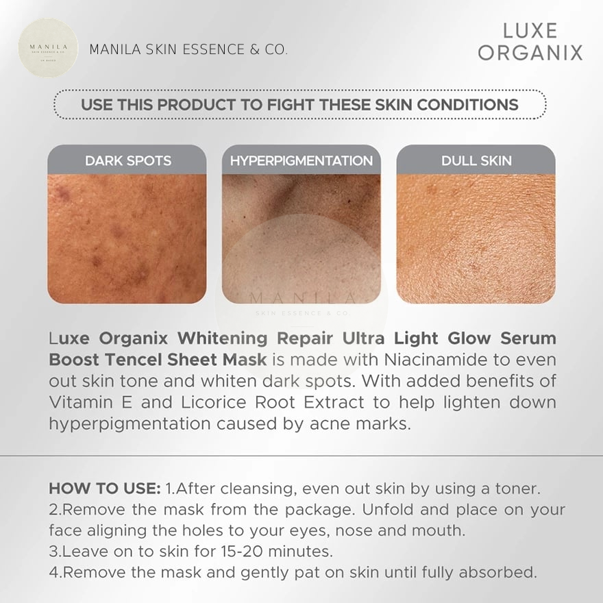 Luxe Organix Whitening Repair Serum Boost Sheet Mask 25ml