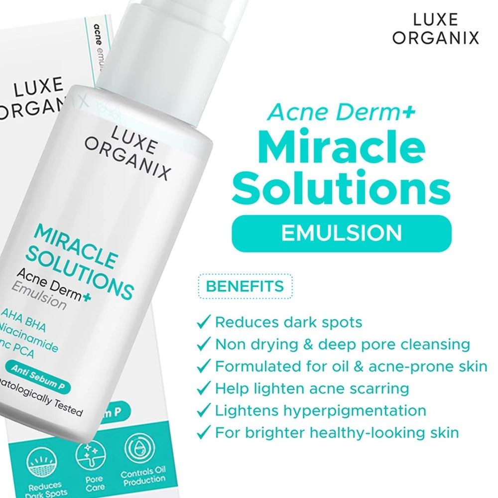 Luxe Organix Miracle Solutions AHA/BHA Acne Derm+ Emulsion 80ml