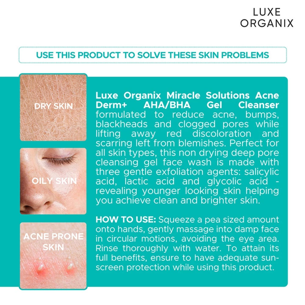 Luxe Organix Aha Bha Miracle Solutions Facial Cleanser 150ml