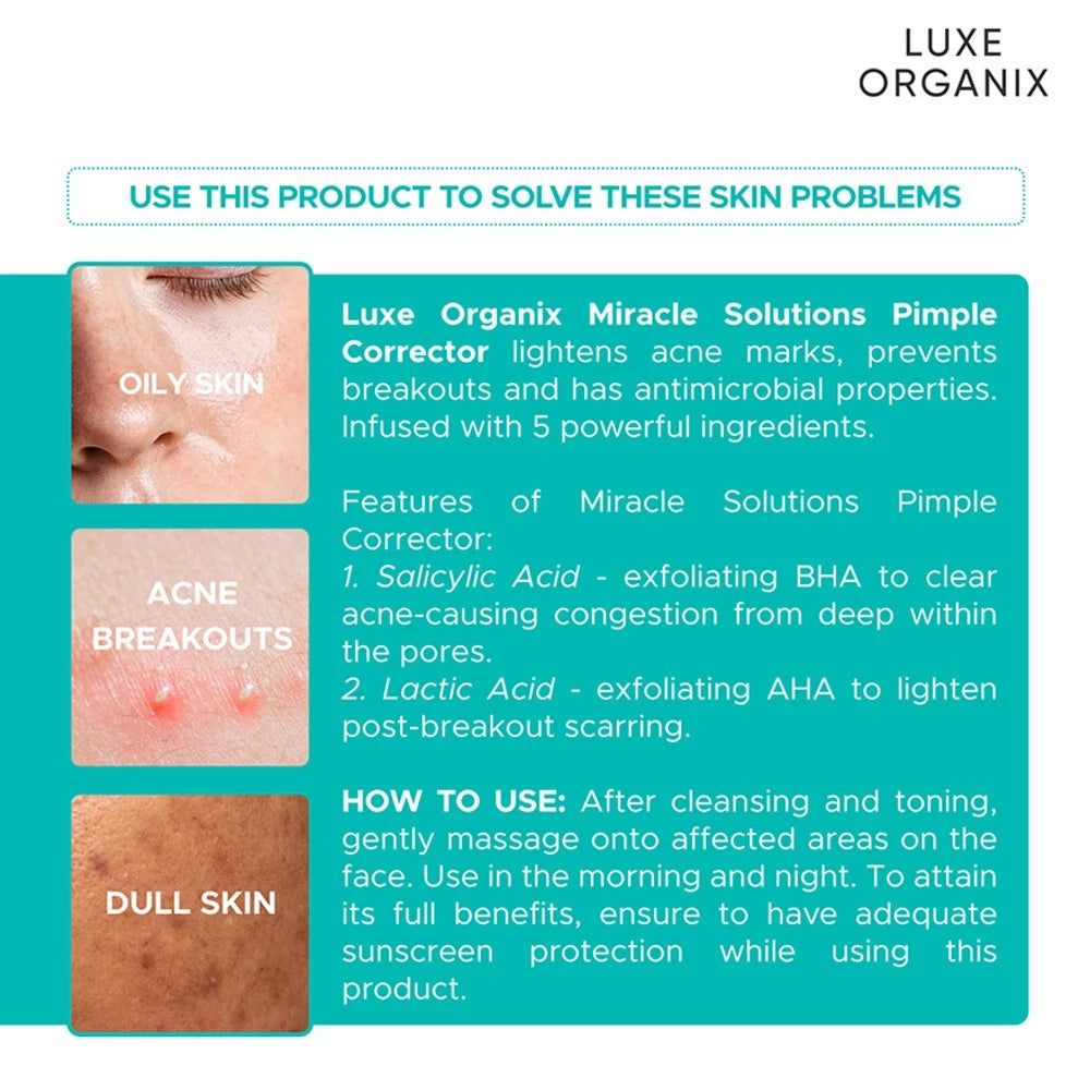 Luxe Organix Miracle Solutions AHA/BHA Spot Corrector Light 10ml