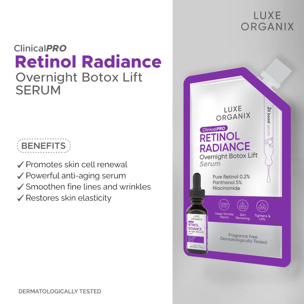 Luxe Organix Clinical Pro Retinol Radiance Overnight Botox Lift Serum 7ml
