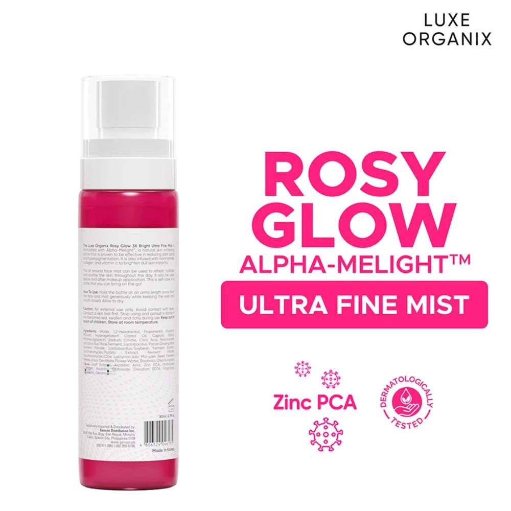 Luxe Organix Rosy Glow 3x Bright Ultra Fine Mist 80ml