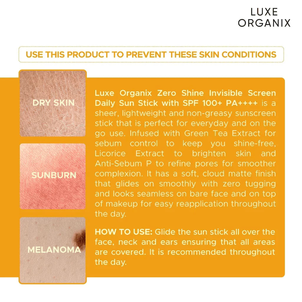 Luxe Organix Invisible Screen Daily Sun Stick Sunscreen 17g