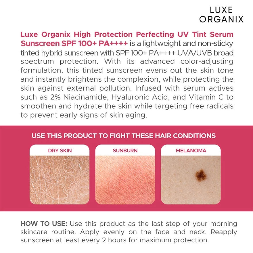 Luxe Organix High Protection Perfecting UV Tint Serum Sunscreen SPF 100 PA +++ 40g