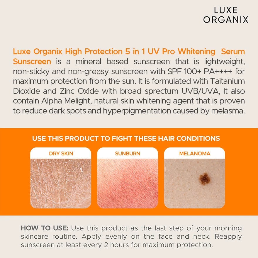 Luxe Organix High Protection 5 in 1 UV Pro SPF 100 Whitening