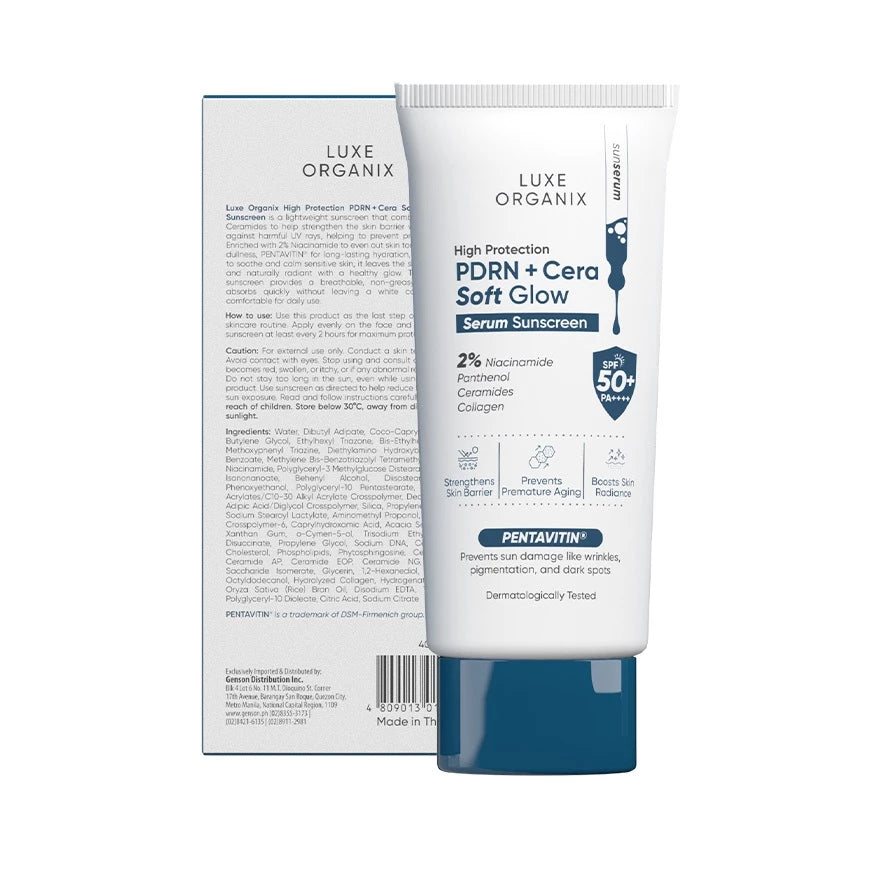 Luxe Organix High Protection Aqua PDRN + Cera Soft Glow Serum Sunscreen SPF50+